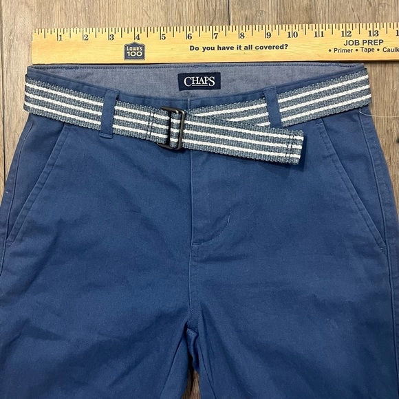 Chaps Boys Shorts Sz 10 Blue With Belt Stretch Twill Flat Front Pockets NWT $36 - Picture 2 of 10